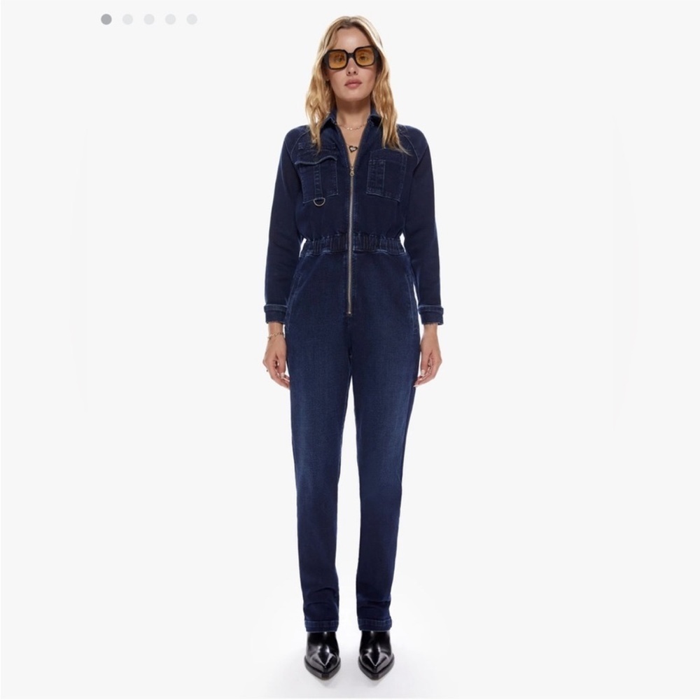 MOTHER The Racer Denim Jumpsuit Dark Wash Size S